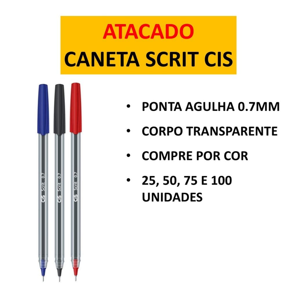 Caneta Esferográfica Ponta Fina 0.7mm CiS Scrit ATACADO