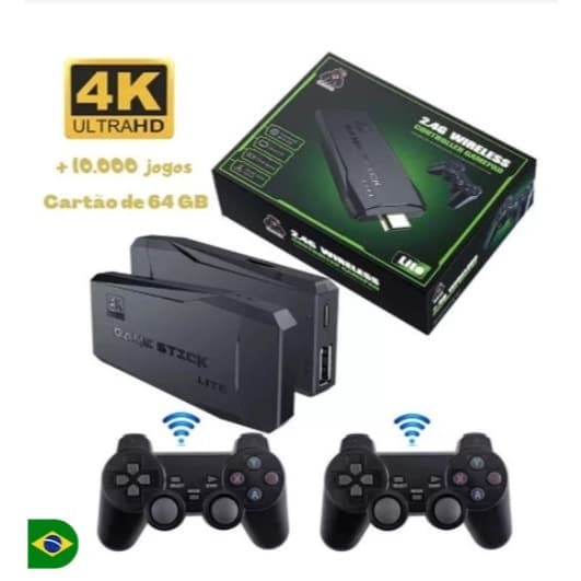 GAME  com 2 controles sem fio para TV 4K HD 10000 Jogos Controller Gamepad Game Stick