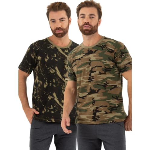 Kit 2pçs Camisetas Camufladas Masculinas Estilo Patriota - Soldado Militar Brasileiro