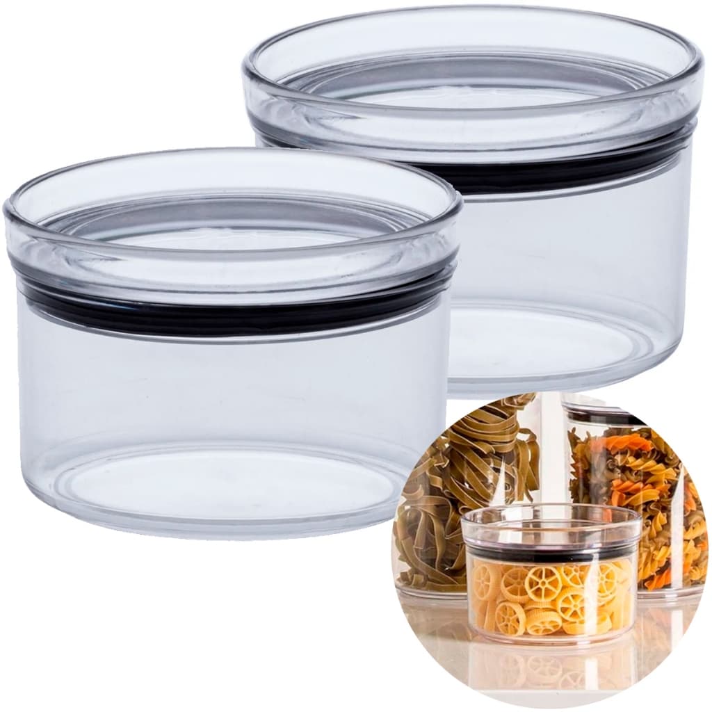 Kit 2 Potes Herméticos 480ml Empilháveis Para Alimentos Mantimentos Cozinha Paramount