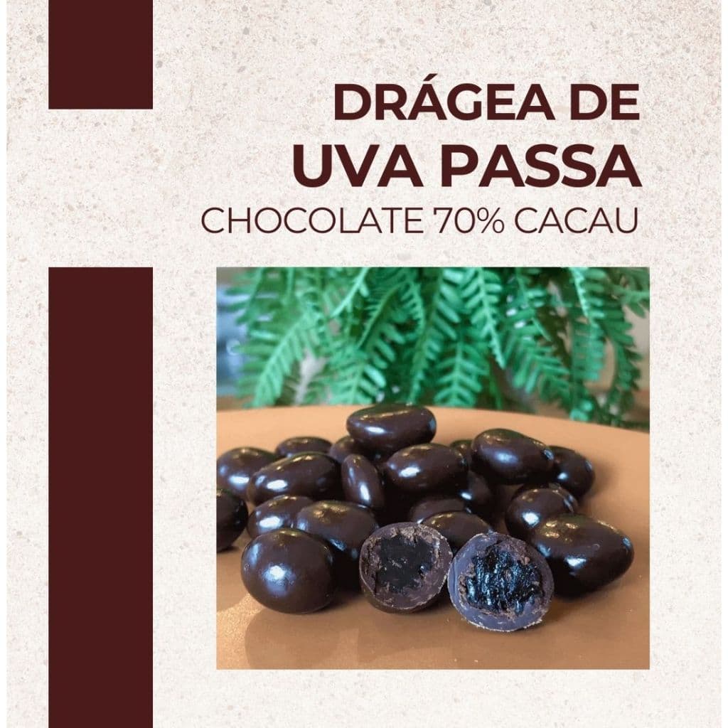 Drágea de Uva Passa - Chocolate 70% Cacau - Foglie di Té
