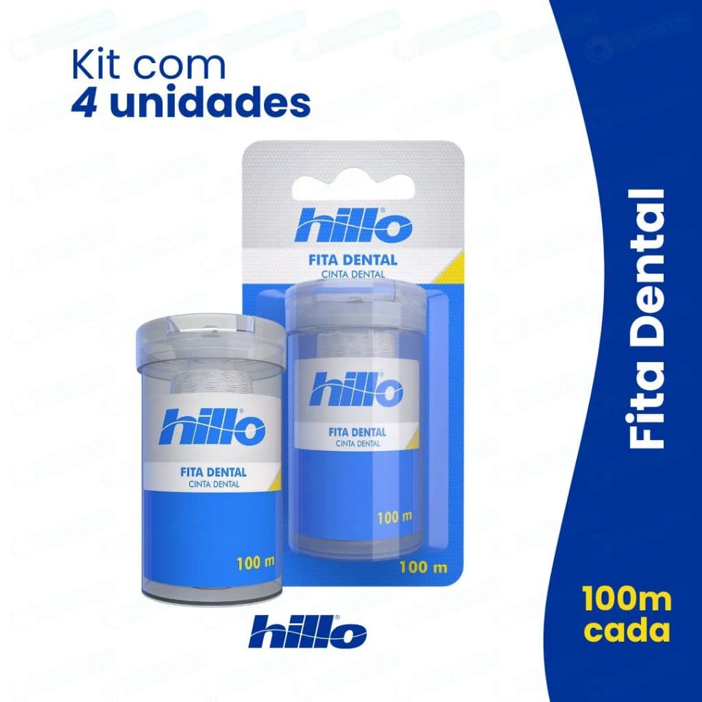 Kit 4 Fita Dental Hillo 100m Economia e Qualidade para Sua Higiene Bucal Brinde