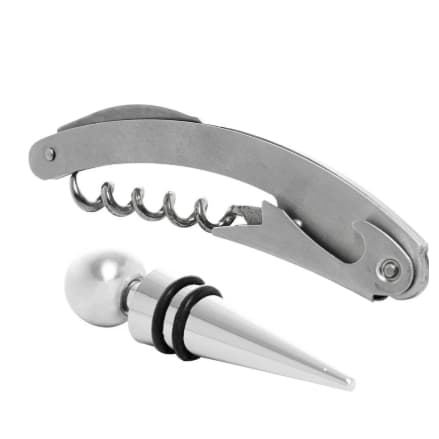 Conjunto Saca Rolhas de Aço Inox e Tampa para Vinho Wolff