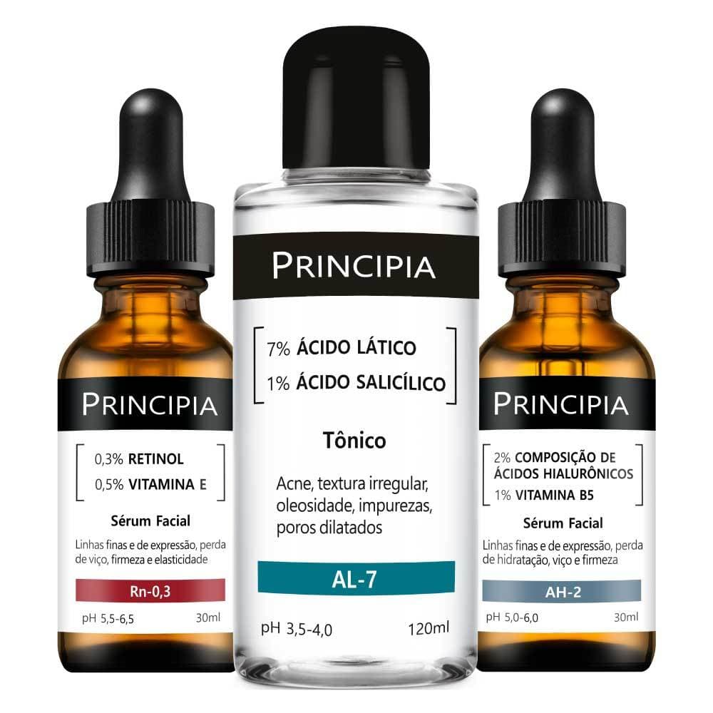Kit c/ 2 Séruns Retinol + Ácidos Hialurônicos e 1 Tônico Ácido Lático Principia Skincare Tratamento