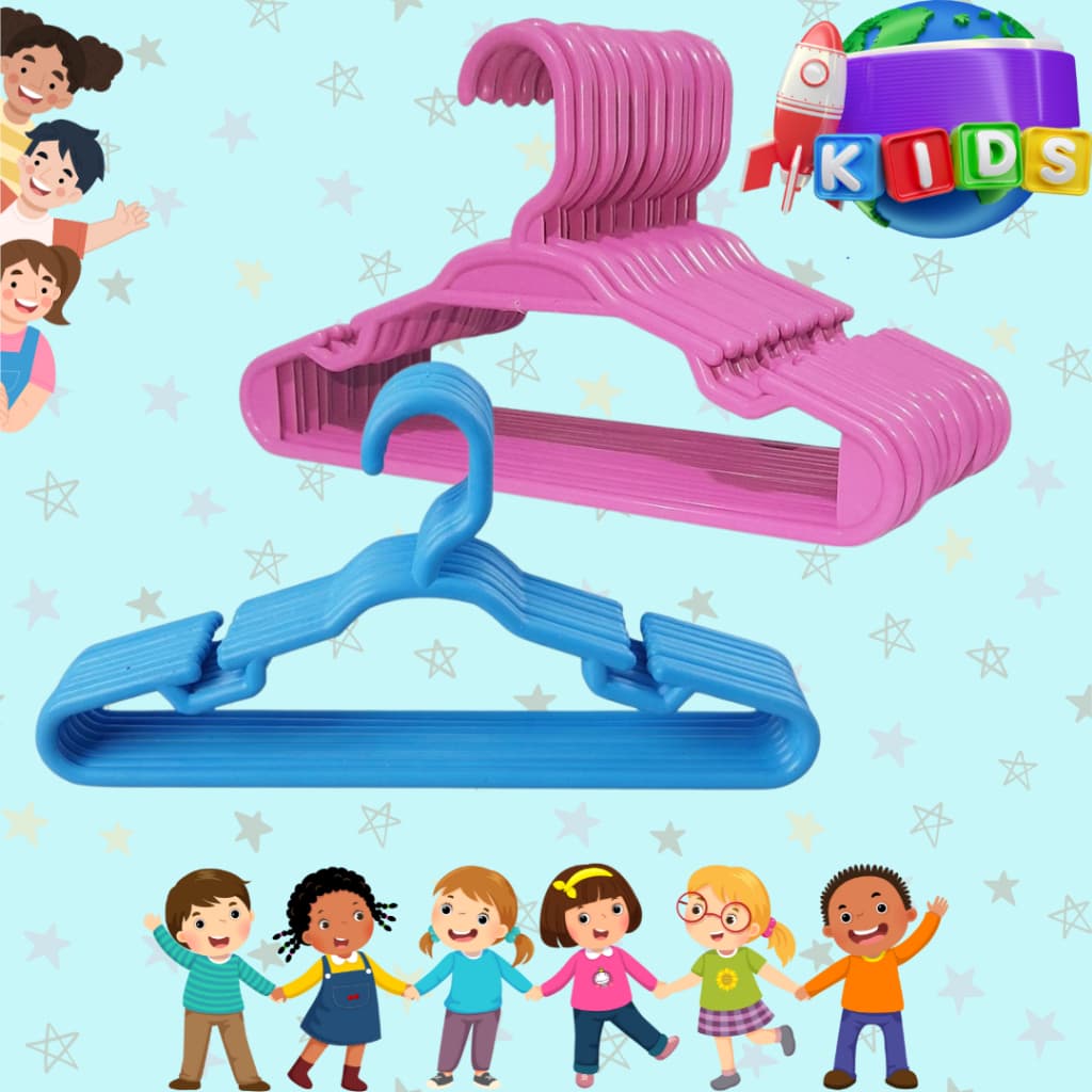 KIT COM 50/100 CABIDES INFANTIL ROSA OU AZUL, GUARDA ROUPA BEBÊ, CRIANÇA, ROUPAS ORGANIZADAS