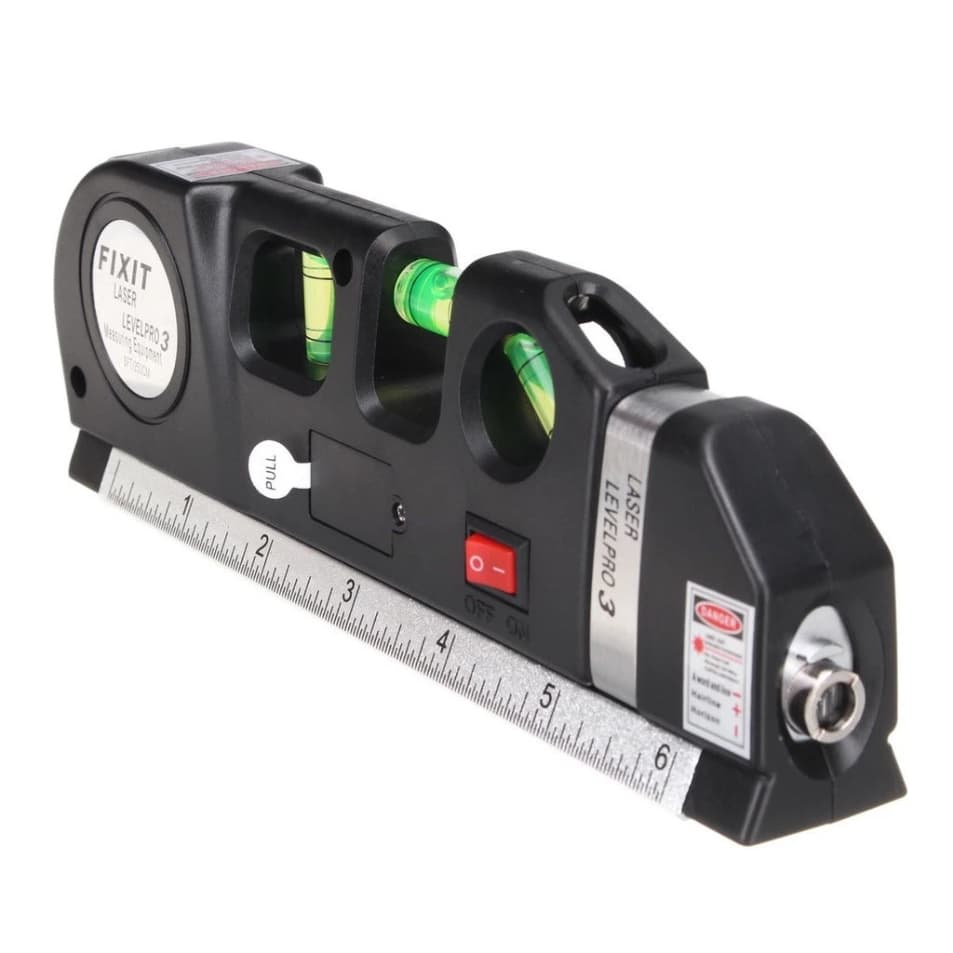 Nível A Laser 3 Linhas E Trena Régua Nivelador Profissional