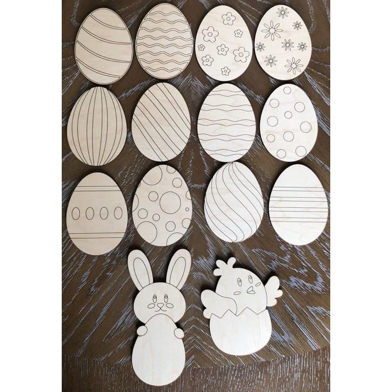 Kit de Ovos de Páscoa em MDF – 16 Unidades + 2 Brindes para Pintar! 🎨🐰