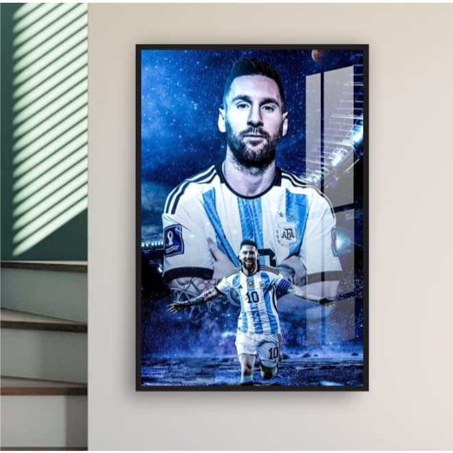 Quadro decorativo Tons Azul Lionel Messi Camisa 10 Estadio Arte Grande