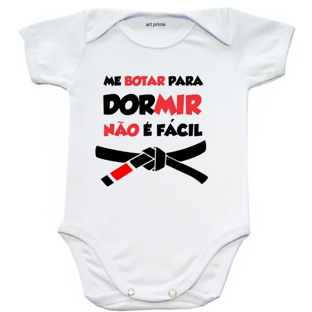 Body de Bebê Jiu Jitsu Estampa Kimono Faixa Preta Fight Lutamma me Botar pra Dormir Não é Fácil