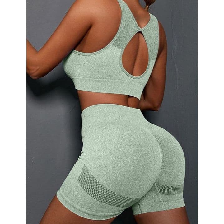Conjunto Shorts E Top Levanta Bumbum Feminino Academia Alta qualidade Seca Rápido