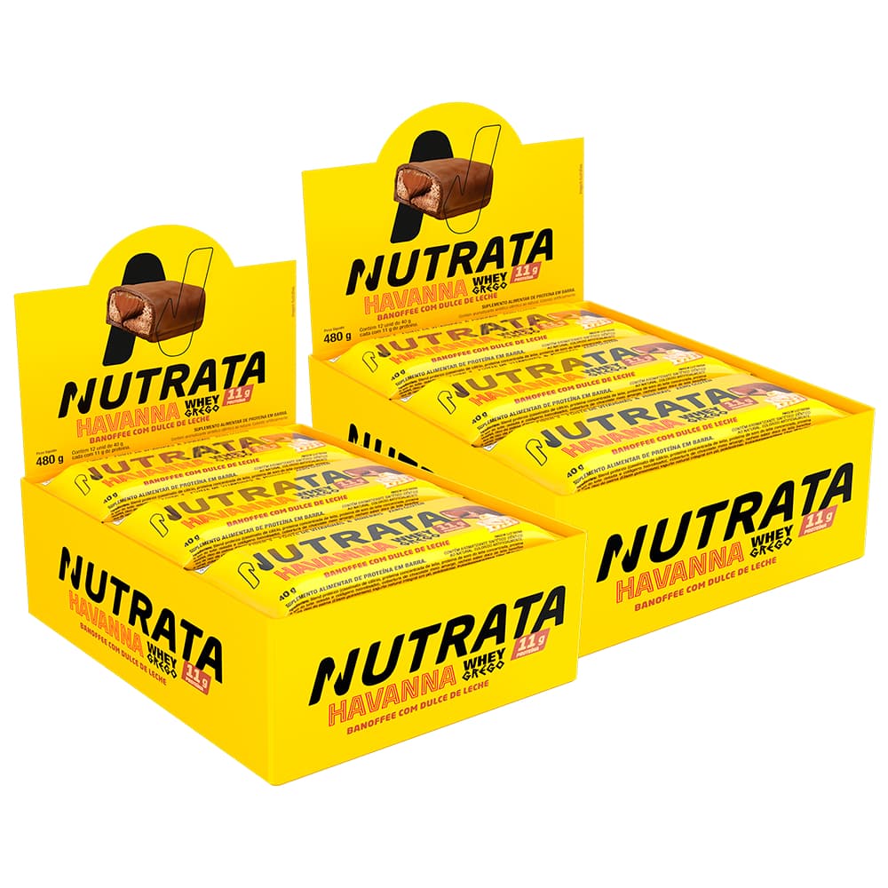 Nutrata Kit 2x Caixas Whey Grego Bar Havanna - Barra de Proteína Dulce de Leche Havanna