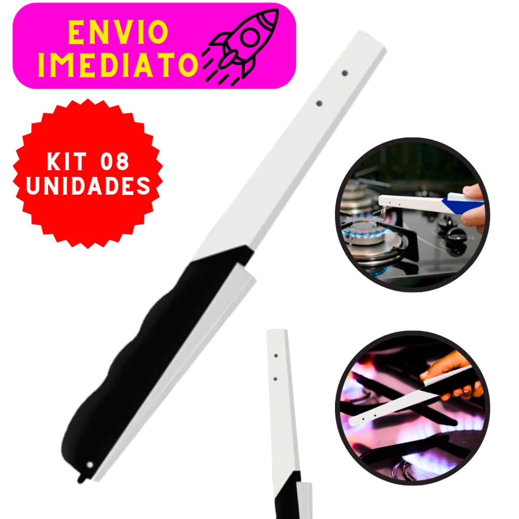 Kit 08 Acendedor de Fogão Botão Acendimento Automático 23 Cm Prático no Dia-Dia Fácil de Usar