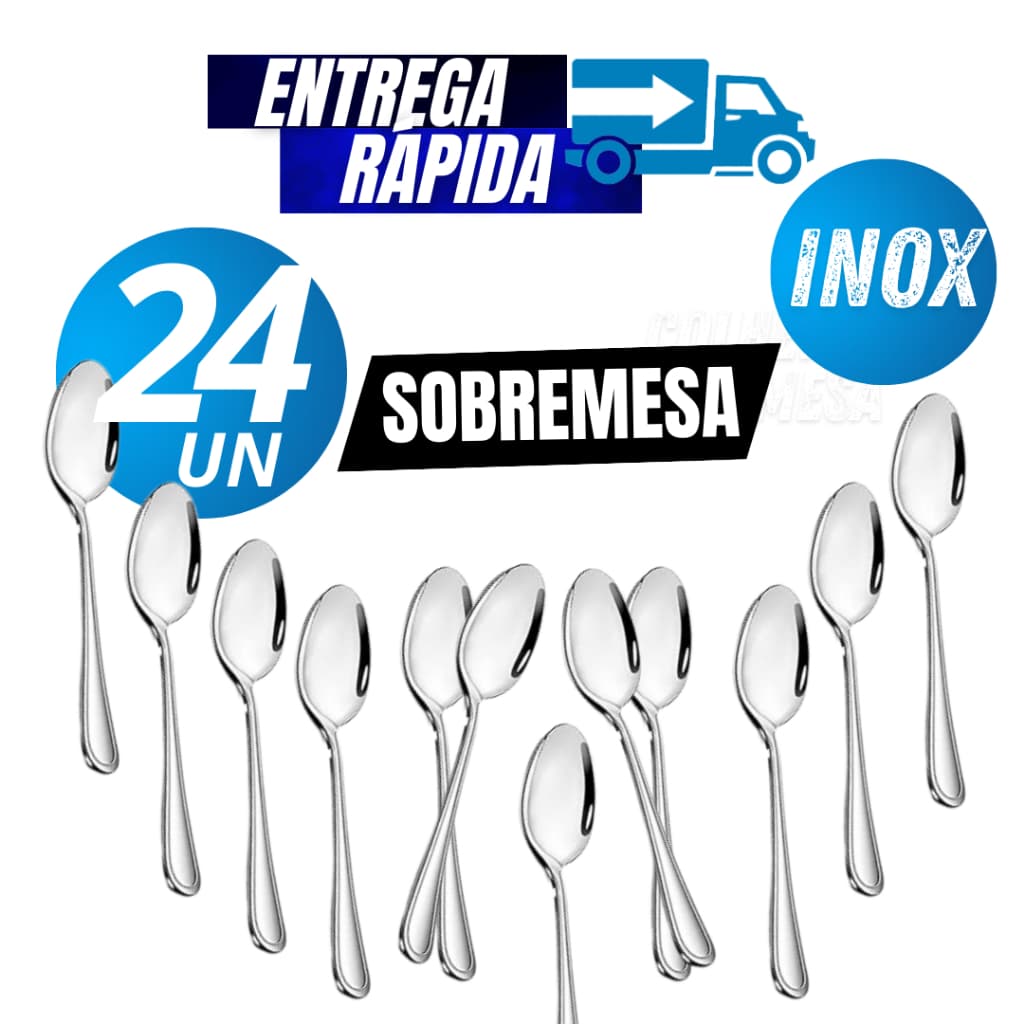 KIT 24/20/12/10  Colher de Sobremesa Aço Inox Original Buffet Talheres Inox Linha Premium
