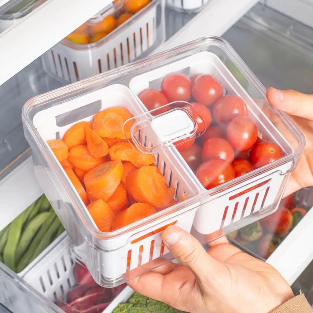 Organizadores Para Geladeira 2,2L Armazenamento de Frutas e Saladas Cesto Interno Lançamento OU