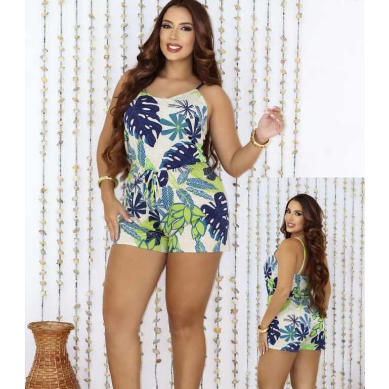 Macaquinho Alcinha Curto Estampado Moda Feminina Tamanho G