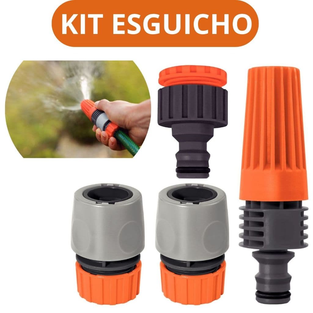 Kit Esguicho Engate Bico Mangueira 3/4/5 peças Tramontina Kit Irrigação para Mangueira Kit Jardim