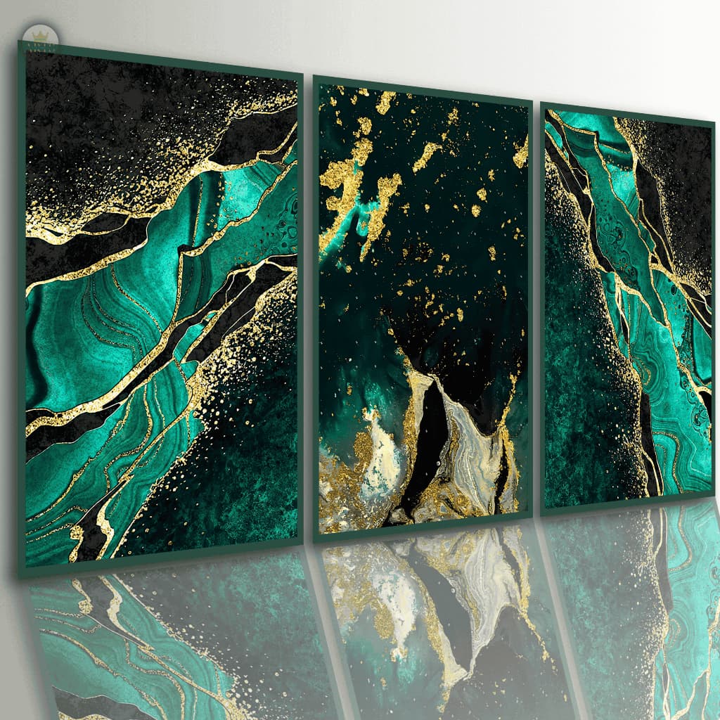 Quadro Decorativo Efeito Mármore Verde Sofisticado Moderno Sala Quarto