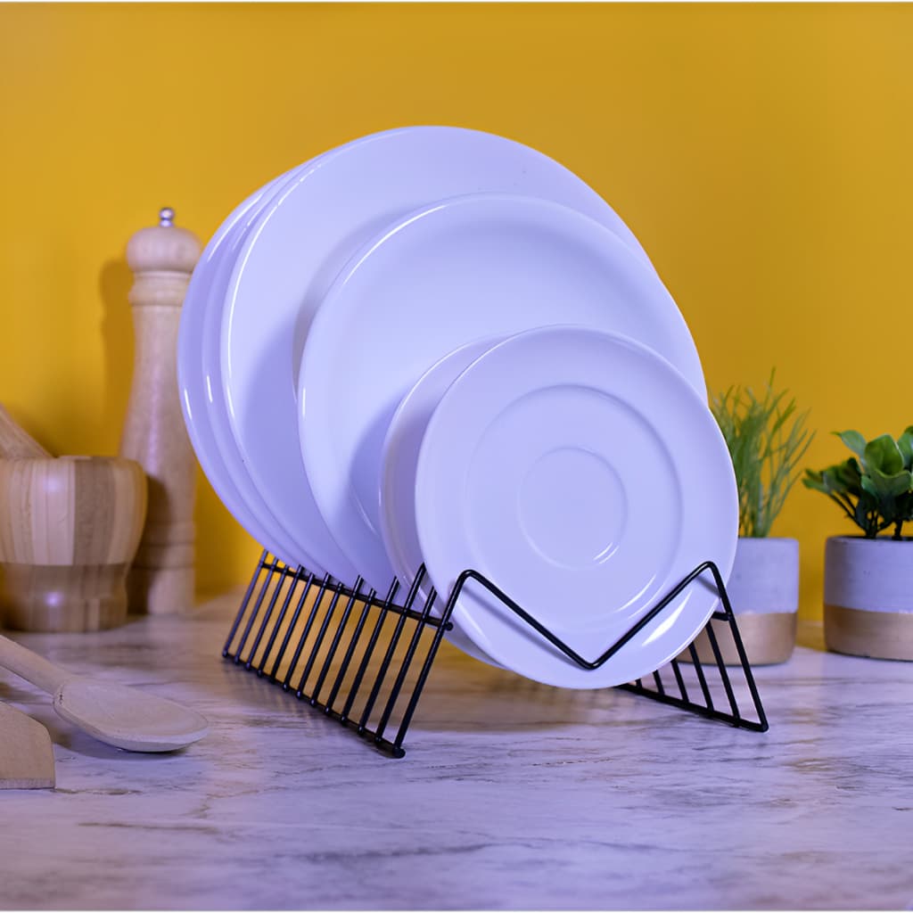 Suporte Organizador Aramado Preto De Armário Balcão Cozinha Para 12 Pratos