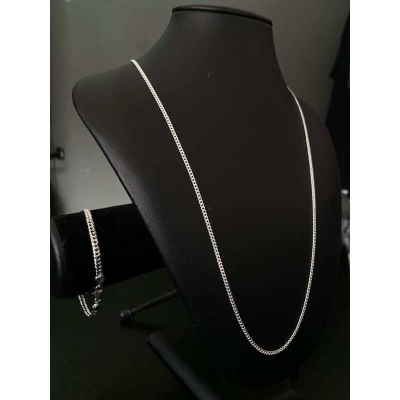 KIT CORRENTE + PULSEIRA DE PRATA MISTA 925 3MM Resistente Alto Padrão Qualidade Luxo Fininha Correntinha