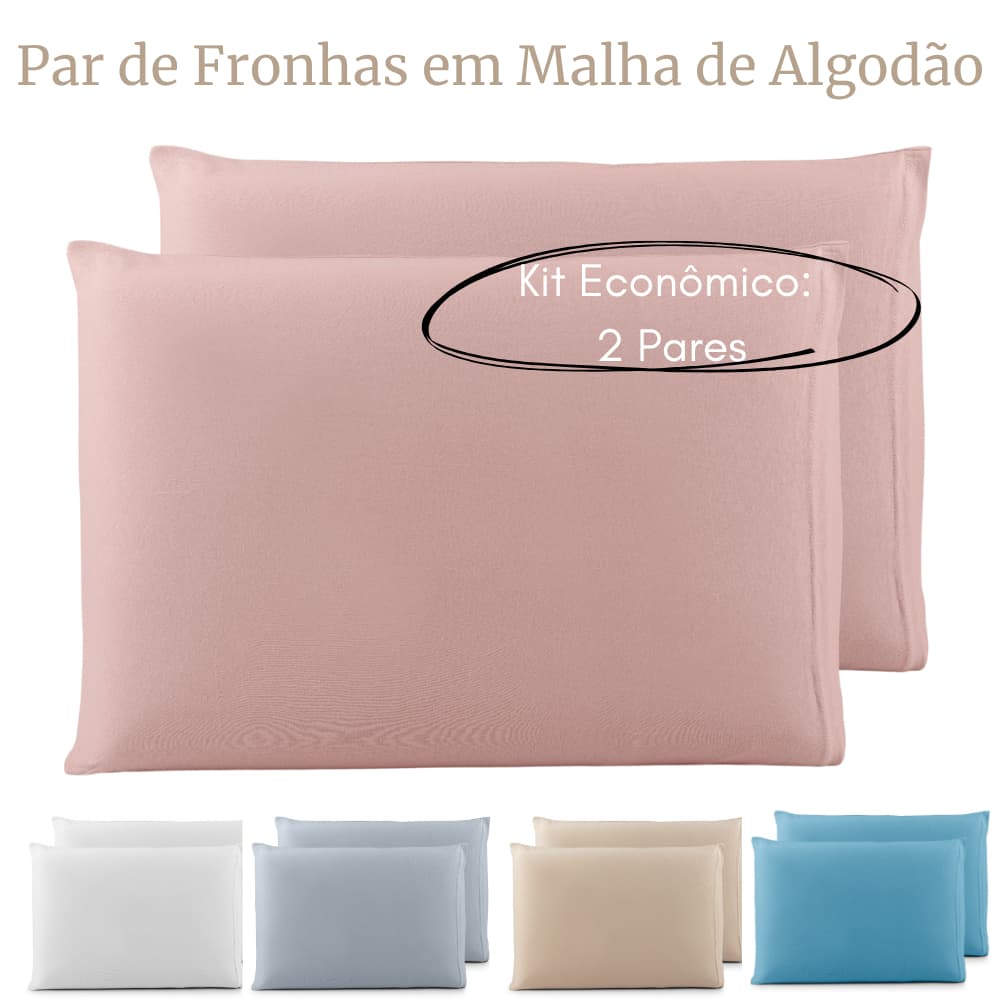 Fronha Malha 100% Algodão Kit 2 ou 4 Unidades Fio Penteado 70x50 Sul Brasil