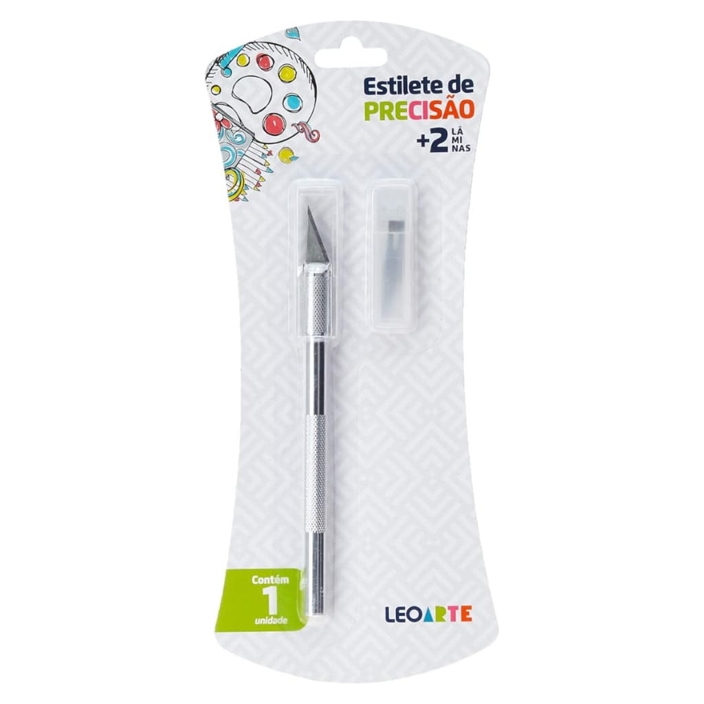 Estilete de Precisão Tipo Bisturi 3 Laminas Uso Artístico Aço Cortador Papel EVA