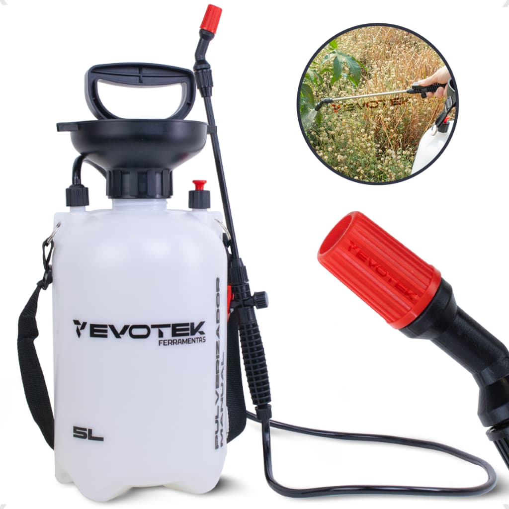 Pulverizador Borrifador Manual 5 litros Alta Pressão Para Jardim Horta Agricultura Jato Regulável