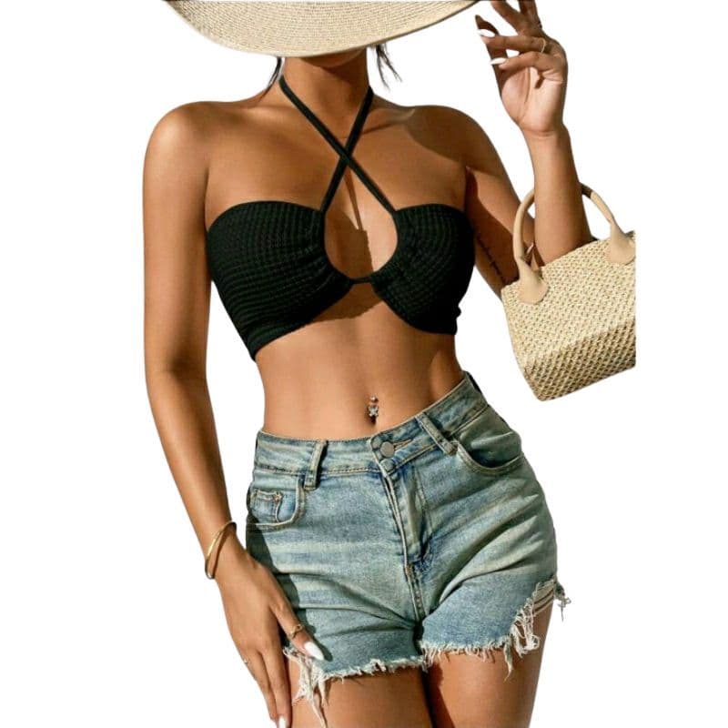 Top Faixa Cropped Amarrações Ajustável Modelador Sem Bojo