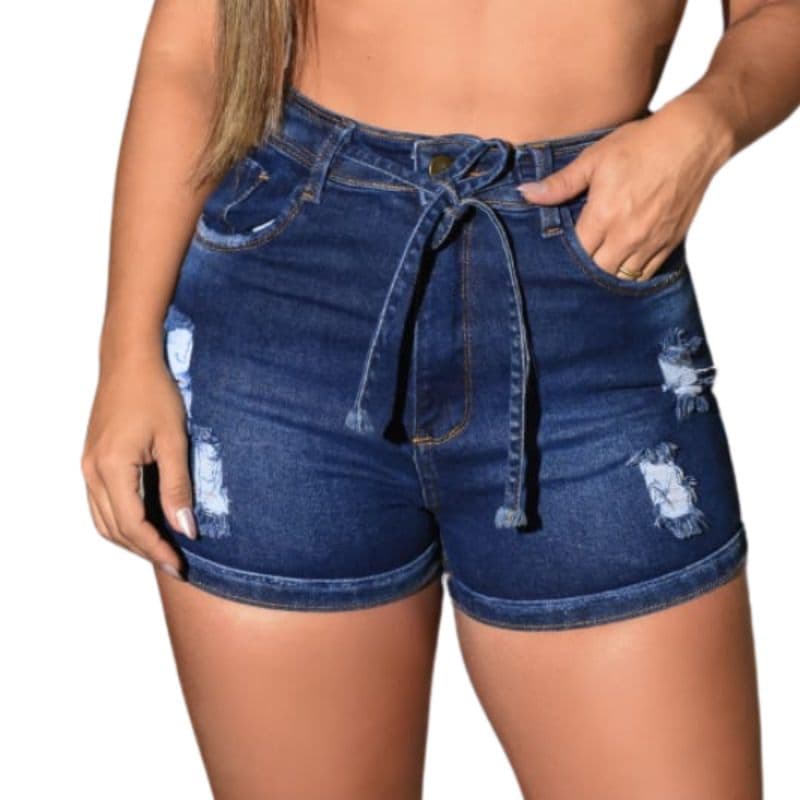 Short jeans feminino cós cintura alta versátil casual jeans PREMIUM Luxo com LAYCRA