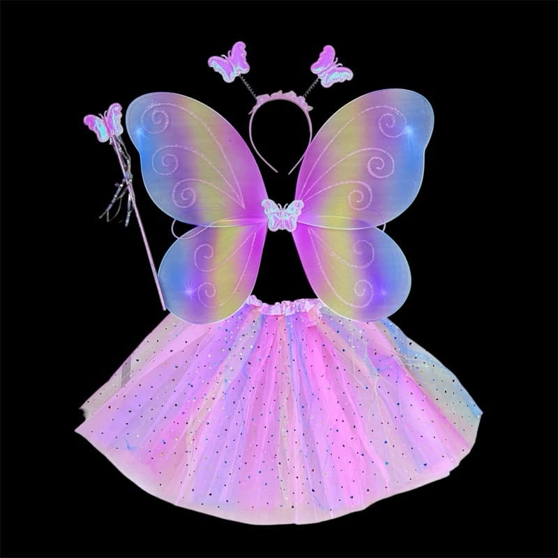 Fantasia asa saia de borboleta p/ carnaval festa  aniversário kit 4 peças