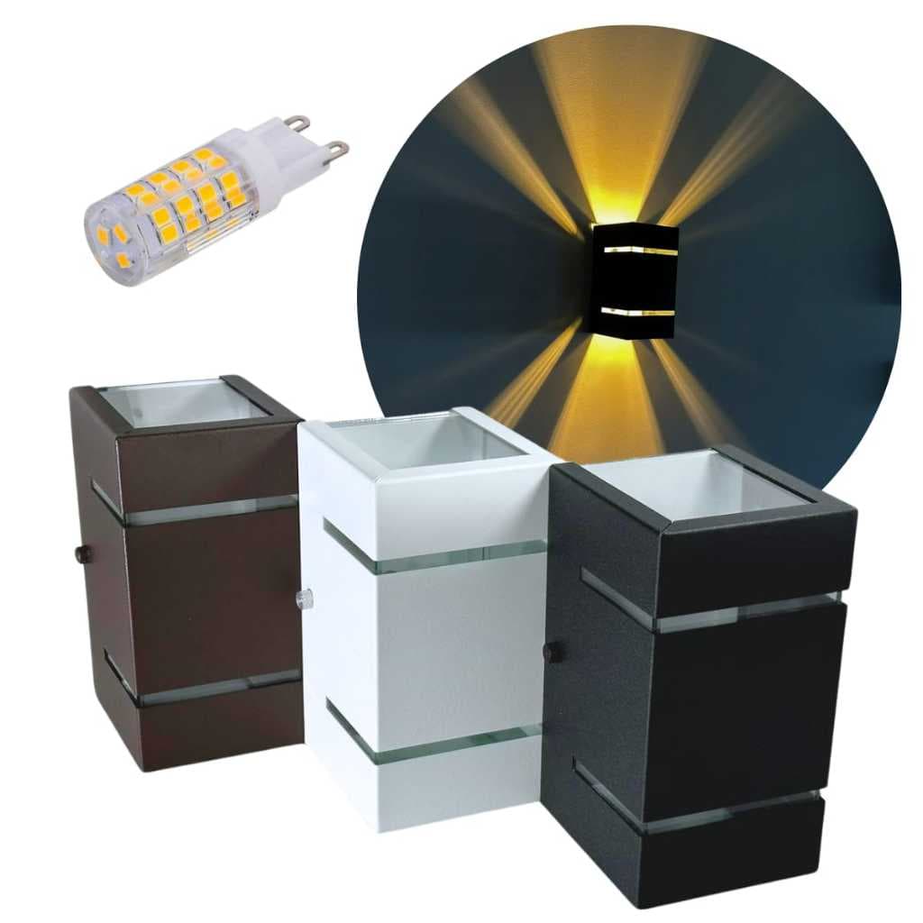 Arandela Alumínio Externa 2 Focos 2 Frisos Parede Muro Soquete G9 Halopin Garagem Corredor Piscina LED Incluso