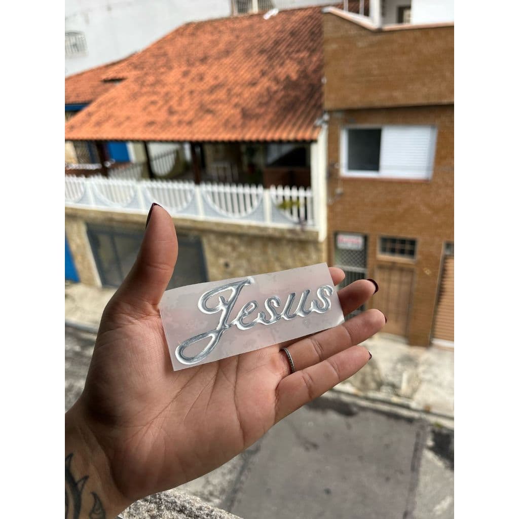 Adesivo 3D JESUS manuscrito Resinado - Carro Moto Nootbook