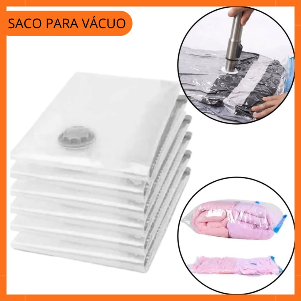 Saco Organizador a Vácuo P/Viagem Roupa Coberta Mala 50x60cm