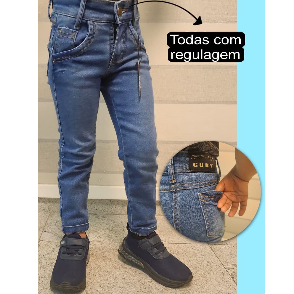 Calça Jeans Infantil Masculina juvenil Com Regulagem Premium