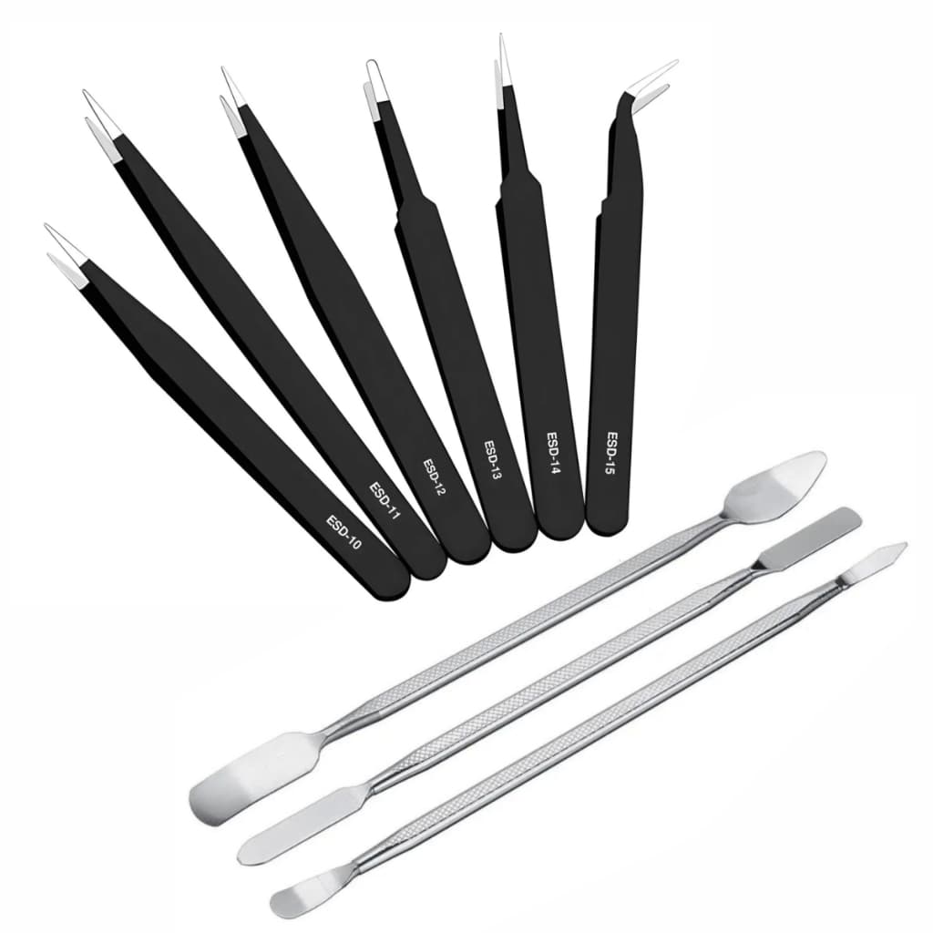 Conjunto 3 Espátulas + 6 Pinças Antiestáticas Para Manutenção Celular