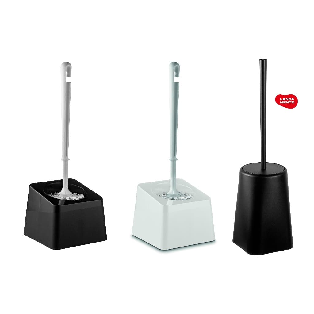 Suporte Com Escova Sanitária Slim Para Vaso Privada Banheiro Lavabo Preto ou Branco - Uz Utilidades
