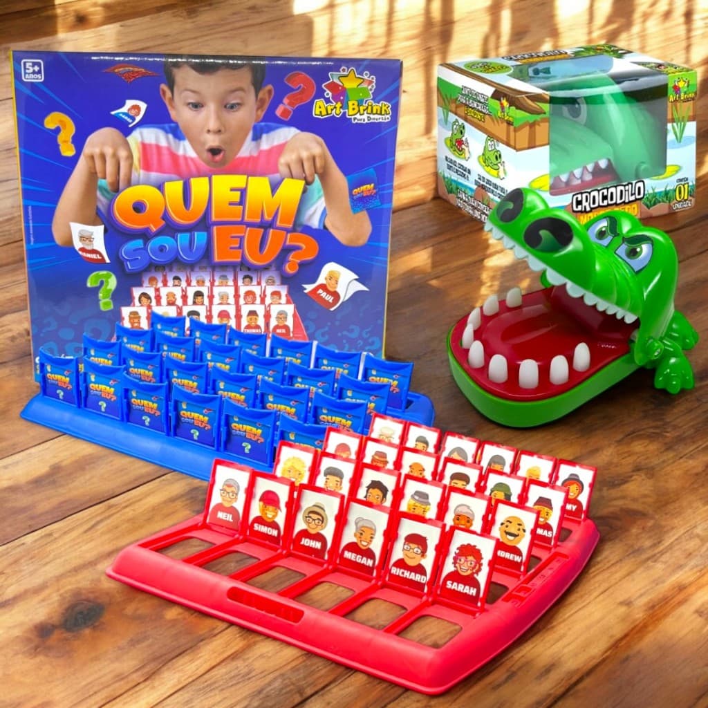 Kit Jogo Advinha Quem Sou Eu  + Jacaré Morde Dedo Crocodilo Dentista