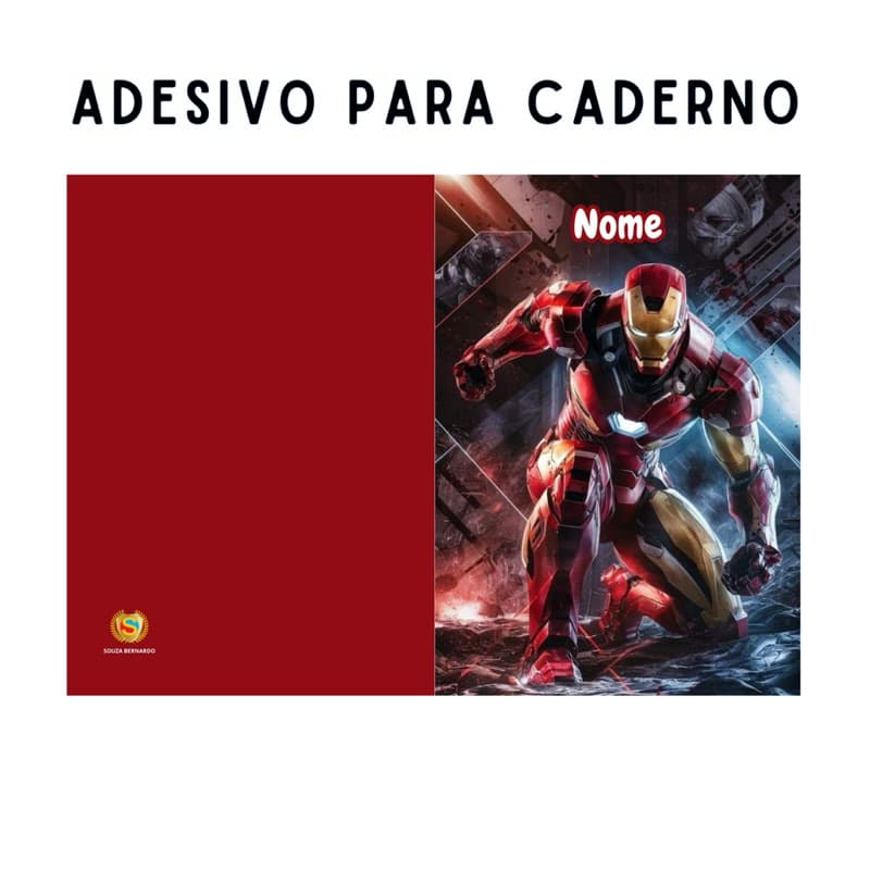 Adesivo Personalizado Homem de Ferro para encapar caderno