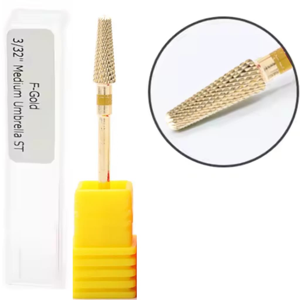 Broca de tungstênio cônica fina Profissional Dourada Gold Corte Fino alongamento de unha/unhas de gel Acrigel Acabamento