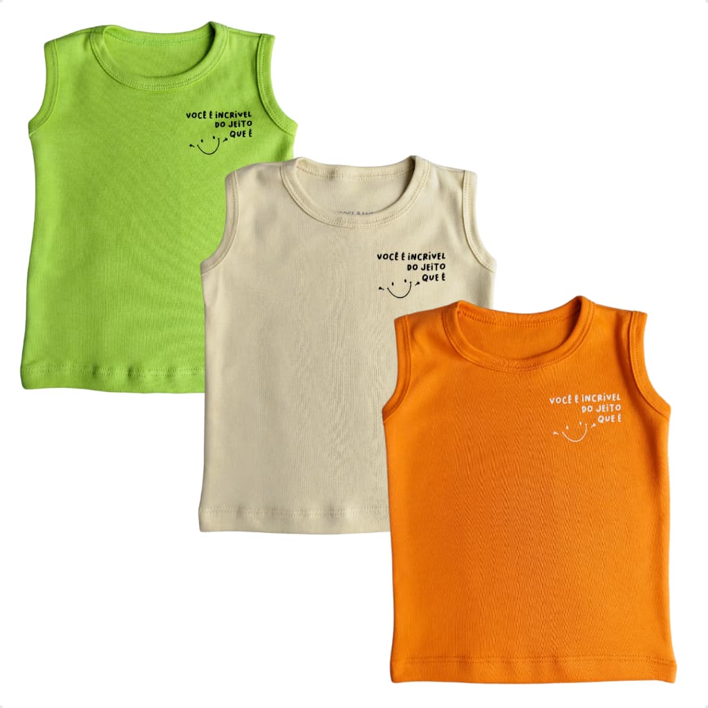 Kit 3 Camisas Regata Infantil Menino Masculina Bebê e Criança
