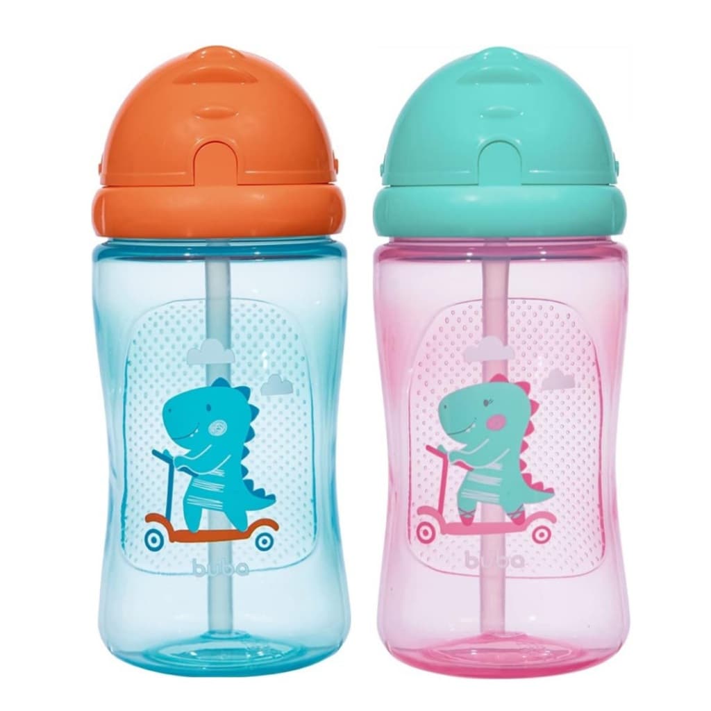 Garrafinha Dino Patinete Multicolorido Buba 400ml
