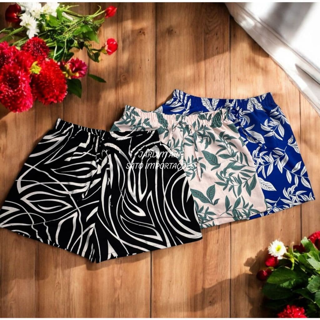 Shortinho Malha Estampado Com Elástico na Cintura