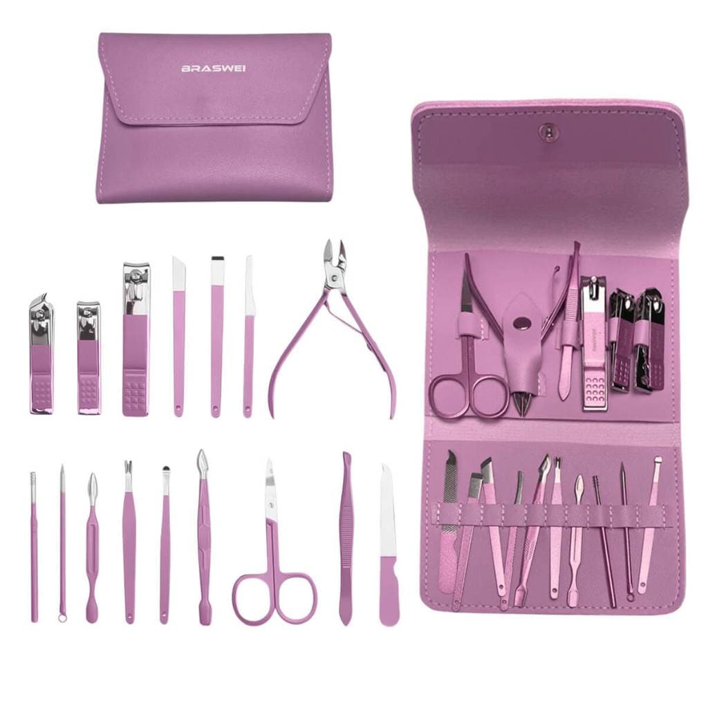 kit Manicure Completo 16 Peças Aço Inoxidável Portátil Com Bolsa Dobrável 5 Cores