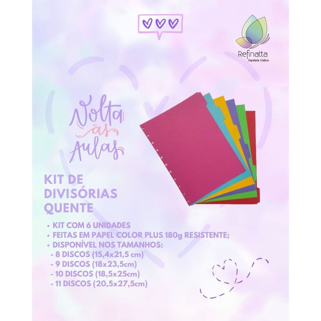 Divisórias  Caderno Inteligente / Caderno de discos CORES QUENTES