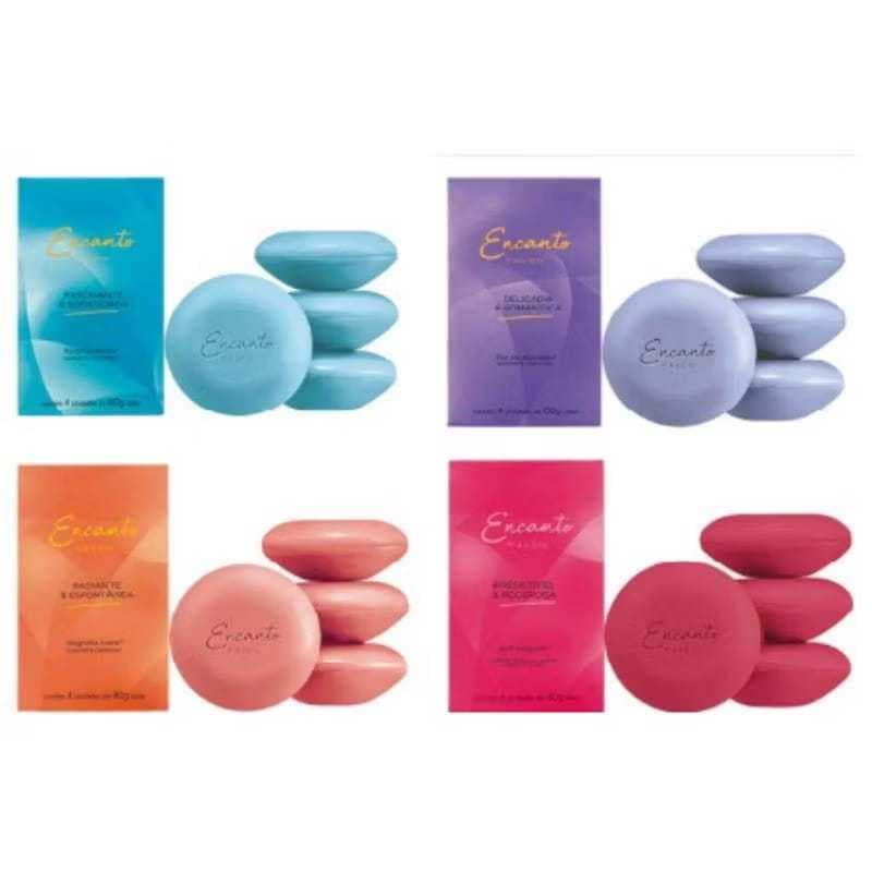 CAIXA DE SABONETE ENCANTO - AVON COM 04 UNIDADES 80G
