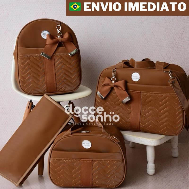 Kit Bolsa Maternidade 4 peças Térmico Impermeável, mala maternidade luxo menino/menina (AD 4P)