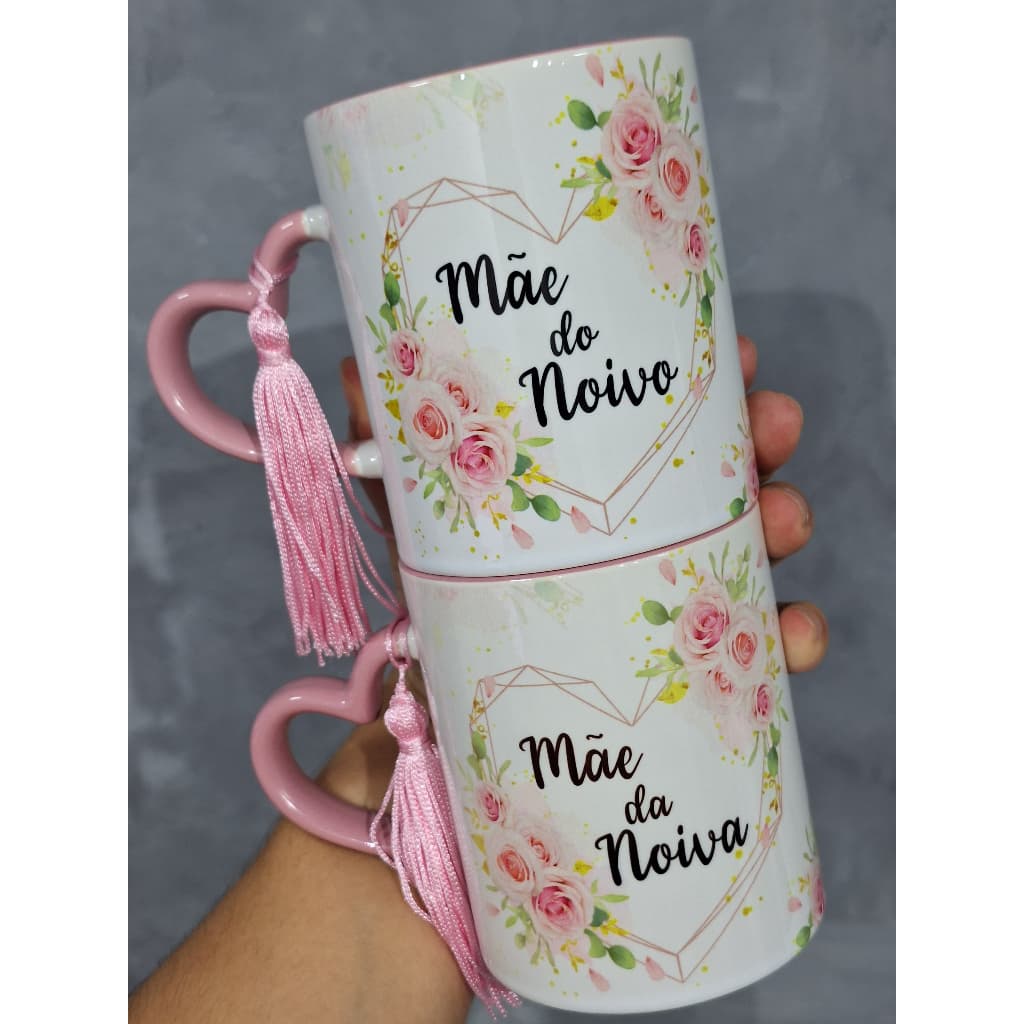 Caneca xícara de Porcelana Personalizada Mãe da Noiva Mãe do Noivo