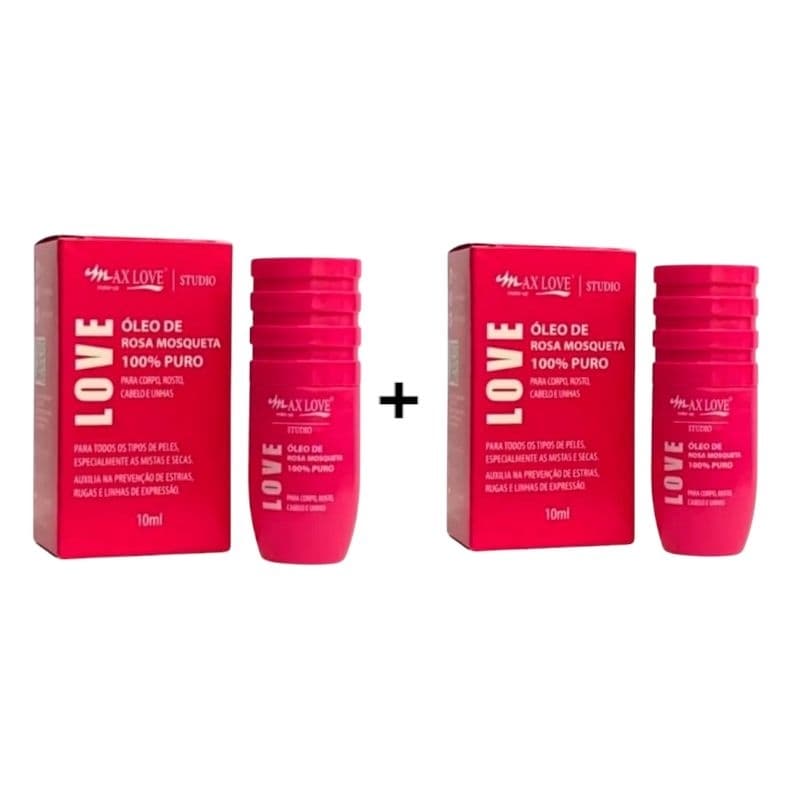 Kit com 2  Óleo  Rosa Mosqueta 100% Puro Max Love 10ml