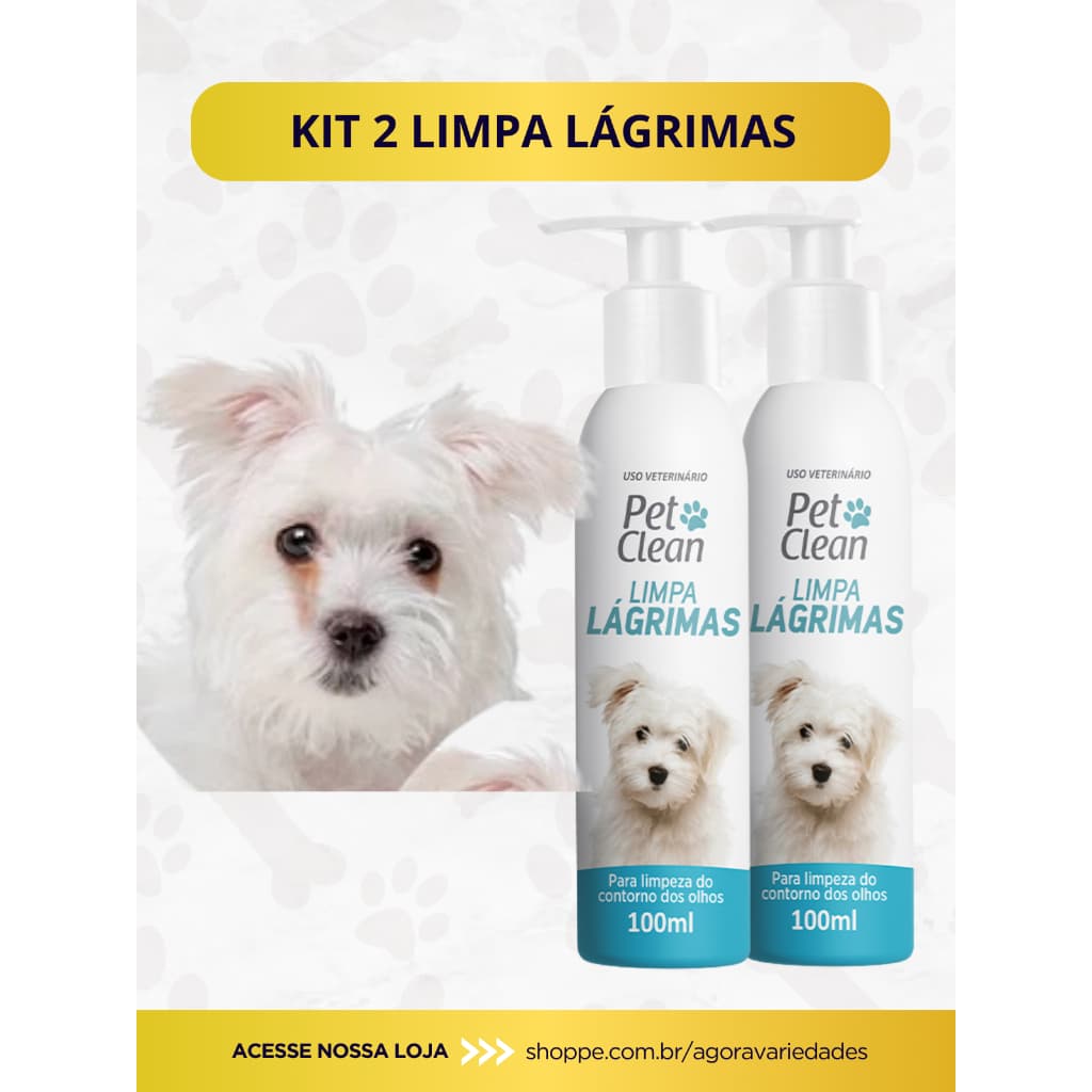 Kit 2 Limpadores de Lágrimas Pet Clean – Remove Manchas e Sujeiras da Região dos Olhos Cães e Gatos