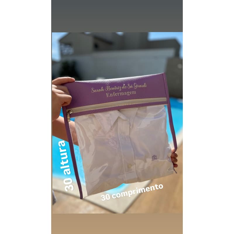 saquinho porta jaleco personalizado enfermeira médica formatura infantil bordado decorado scrub