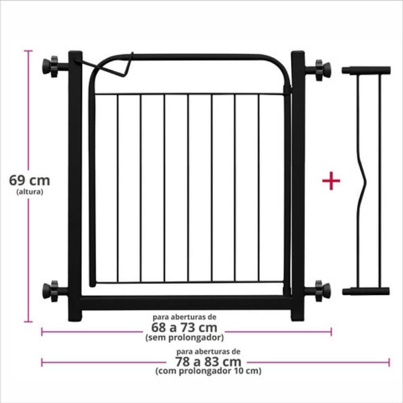 Grade Portãozinho Proteção Grade Para Pet Cães Cachorro Crianças Medida 69 à 84 cm Frete Grátis